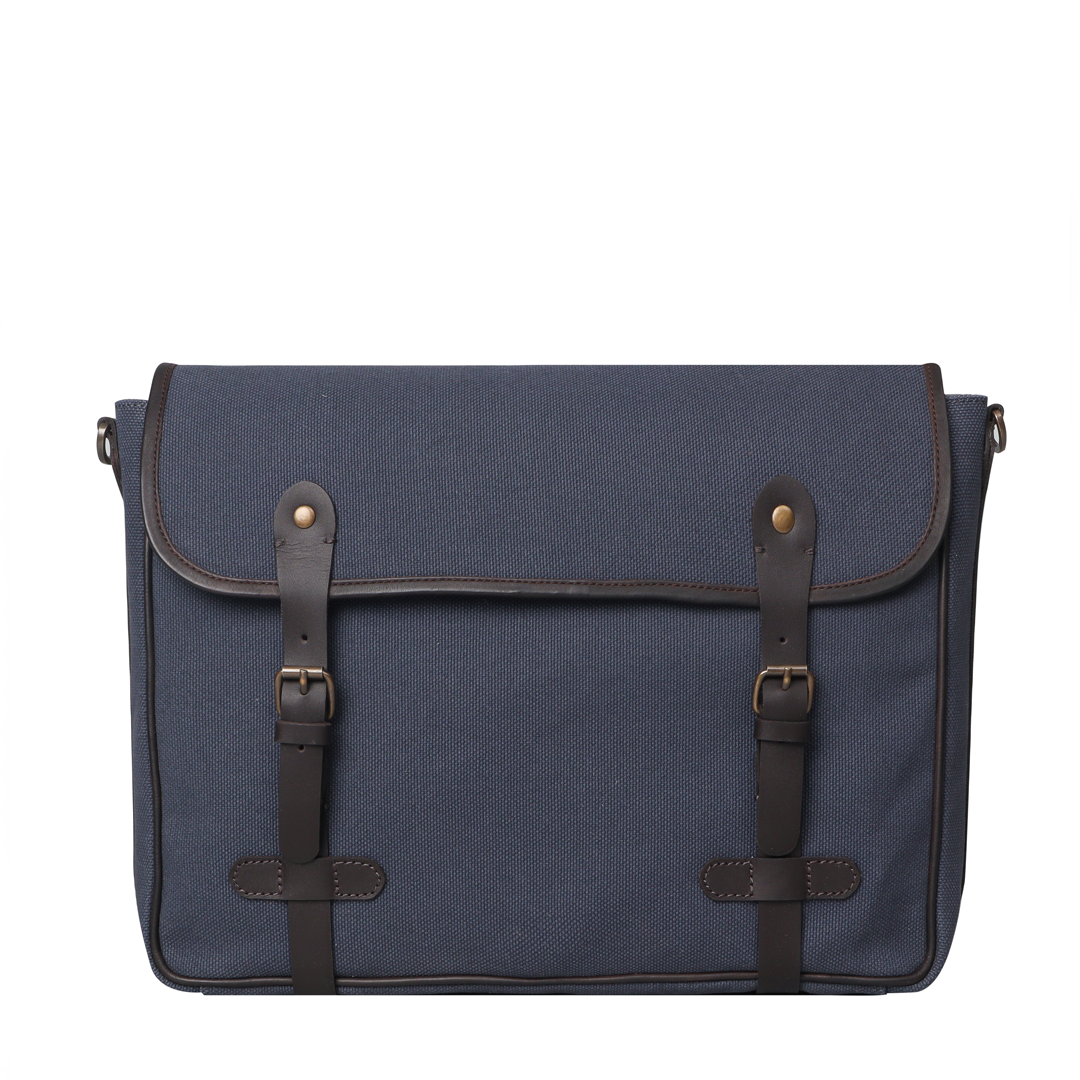 Navy Blue / Brown Messenger Bag