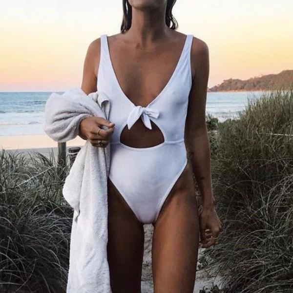 knot cut out swimsuit