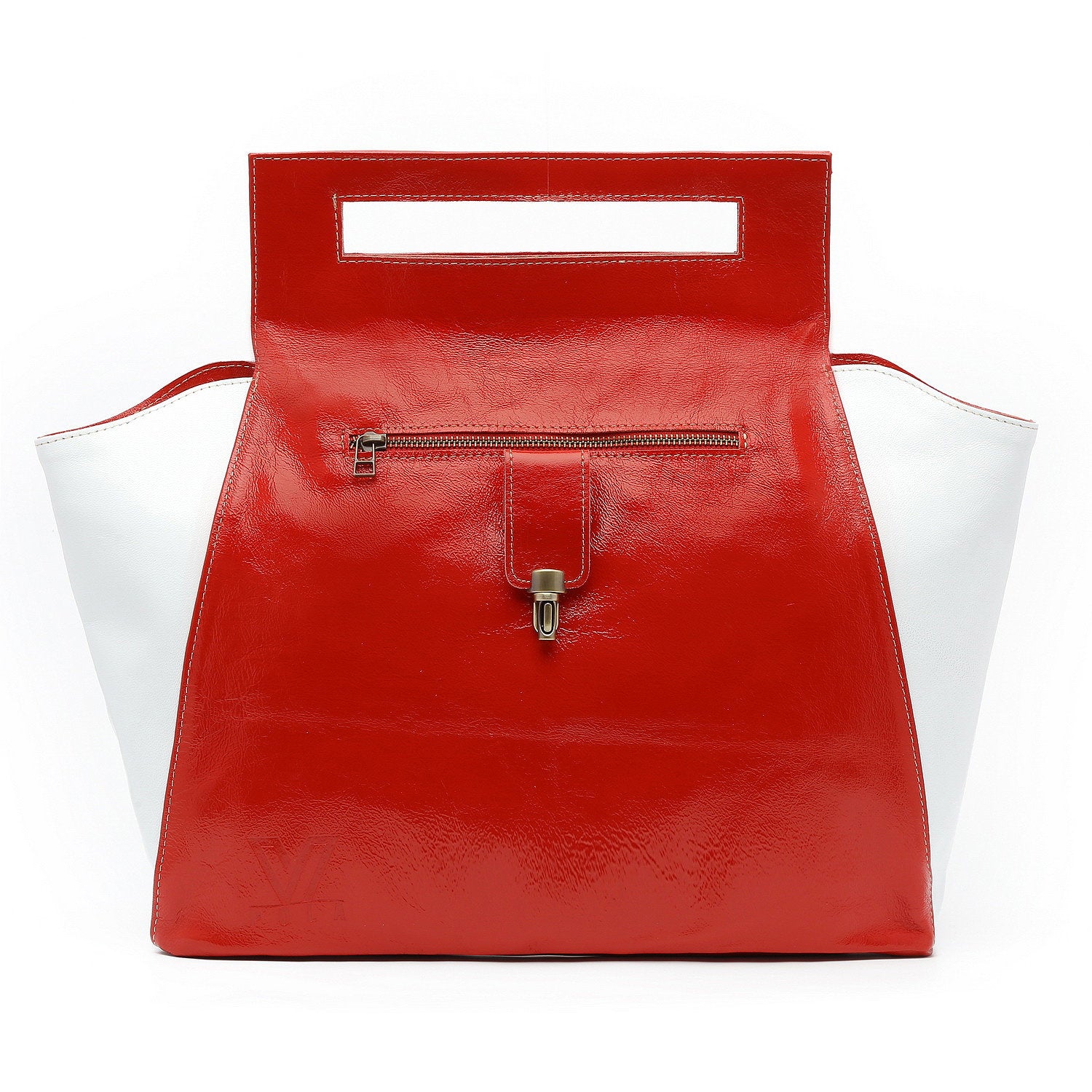 red leather messenger bag