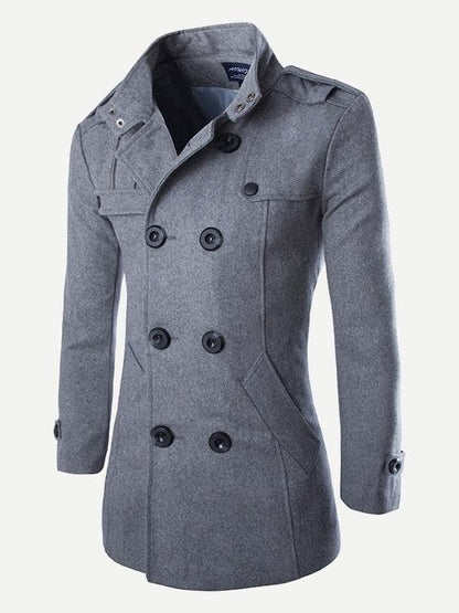 Funnel Neck Double Breasted Pea Coat – Wear.Style
