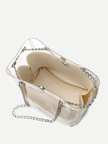 clear chain tote bag