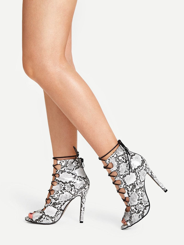 lace up snake heels