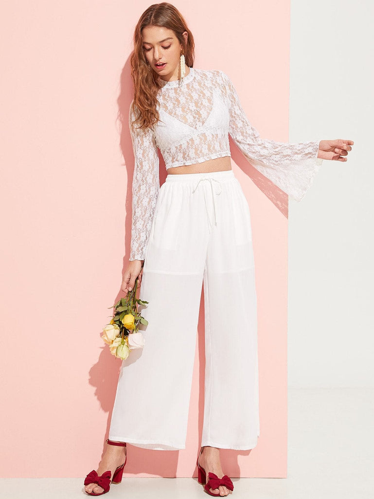 NWT HALARA High Waisted Wide Leg Flowy Palazzo Pants Casual Pink