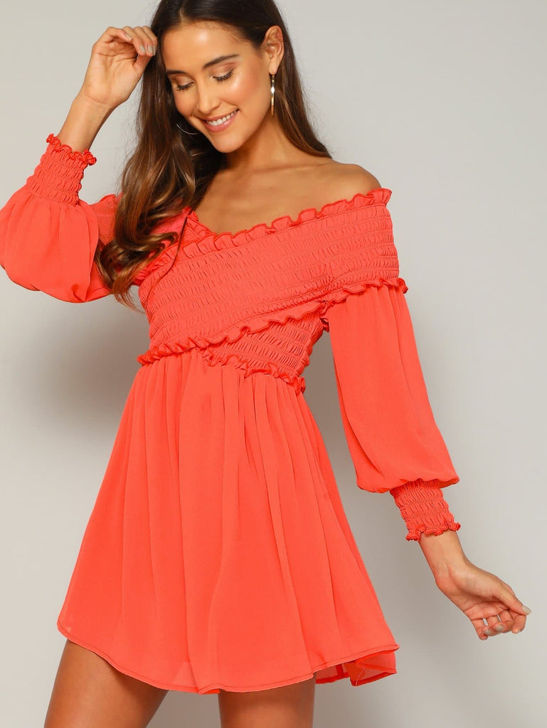 neon bardot dress