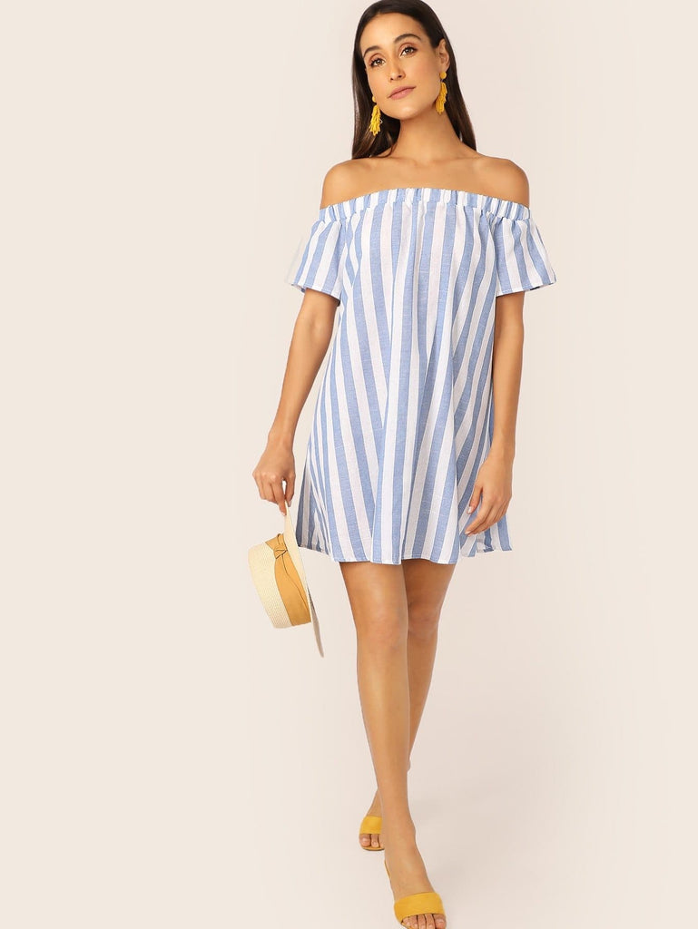 off the shoulder tunic dress