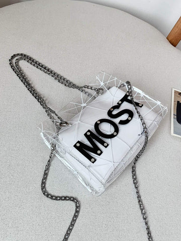 clear chain tote bag