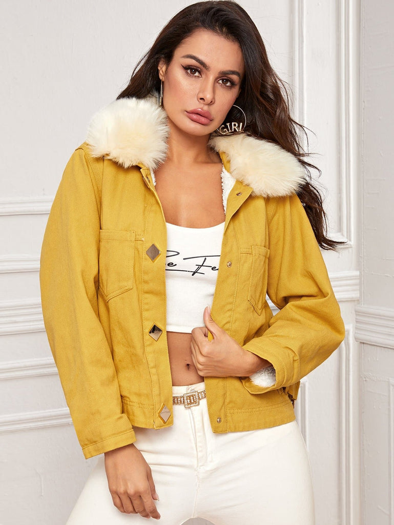 yellow fur collar