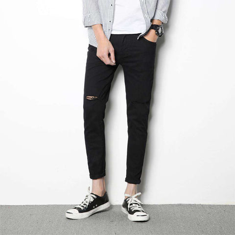 black scratch jeans