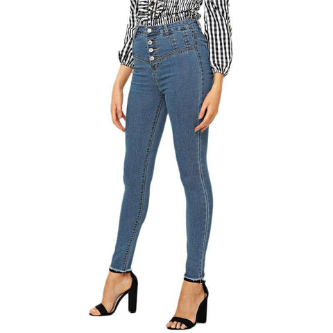 high waist jeans single button