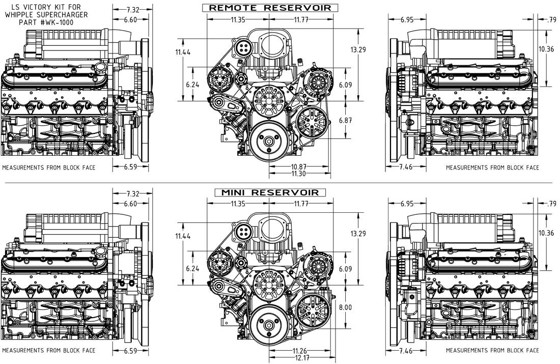 LS Chevy for Whipple Supercharger Kit w/Alternator, AC, & Power Steering