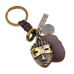 Mask Genuine Leather Cut out keychain Bag Pendant