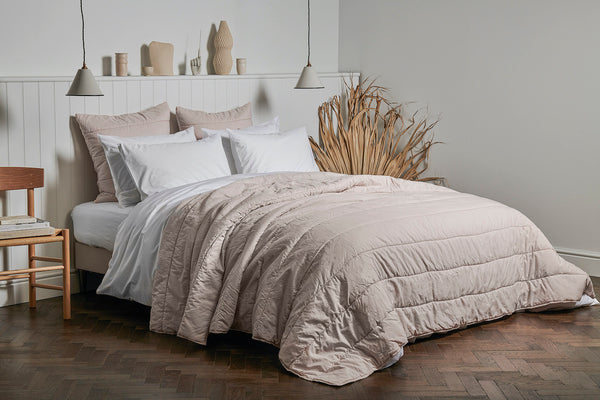 Classic Percale Cotton & Cotton Quilt in Rose
