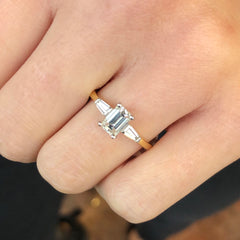 18ct yellow gold emerald cut diamond engagement ring