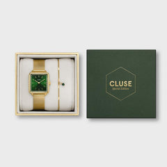 CLUSE La Tétragone Gold/Green Mesh and Malachite Bracelet Giftset