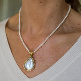  Large Pear Shaped Baroque Cultured Freshwater Pearl Pendant on a string of pearls