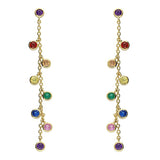 Gold Plated chain drop earrings with rainbow cubic zirconia charms