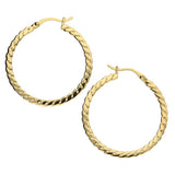 Gold Plated Flat Chain Hoop Earrings