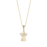 9ct Gold Guardian Angel set with cubic zirconia Necklace 