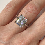 Silver Emerald Cut Cubic Zirconia Solitaire Ring