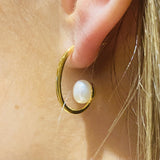 Gold Plated Half Hoop pearl Earrings