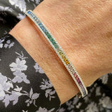 Silver rainbow bangle set with cubic zirconia