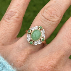 9ct Gold Jade and Diamond Ring