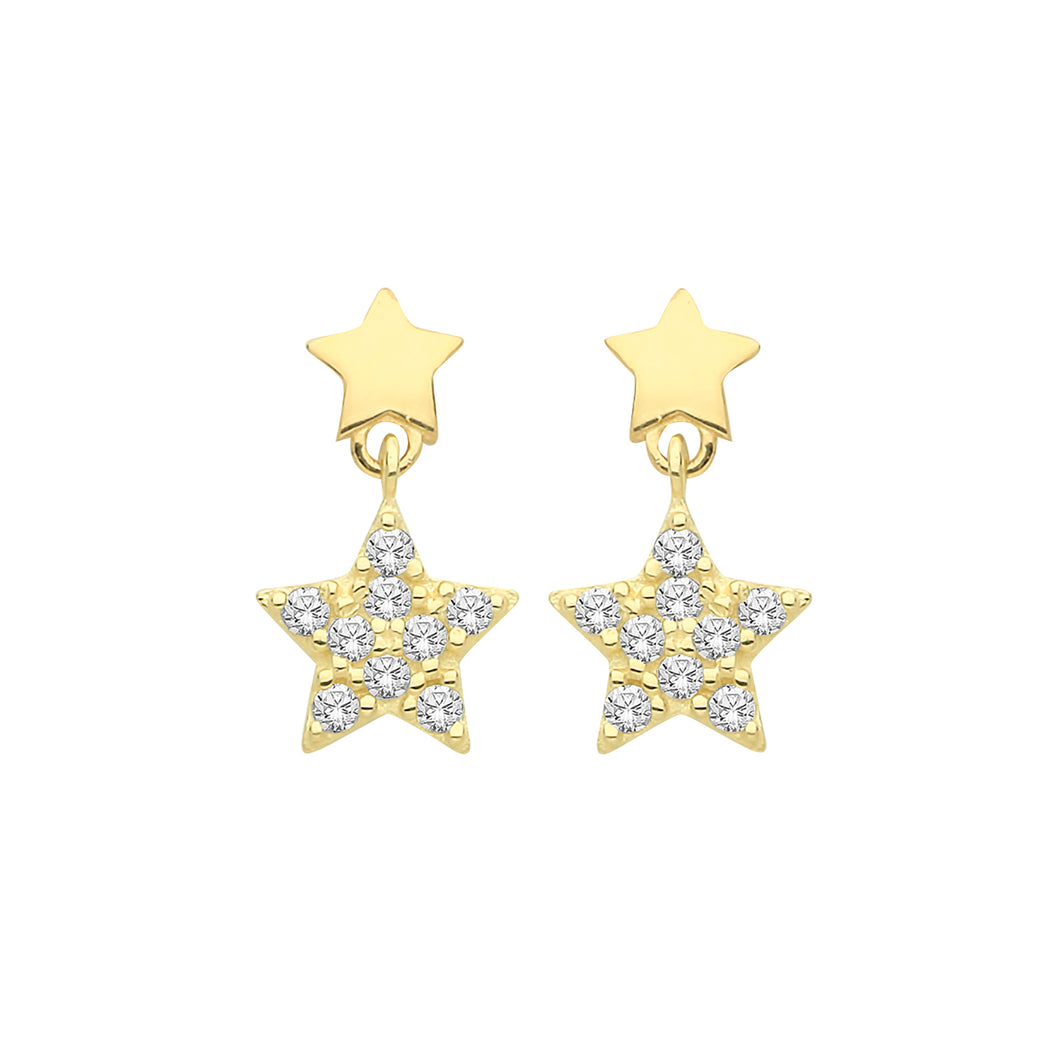 Ear Candy 9ct Gold Cz Star Drop Earrings John Ross Jewellers