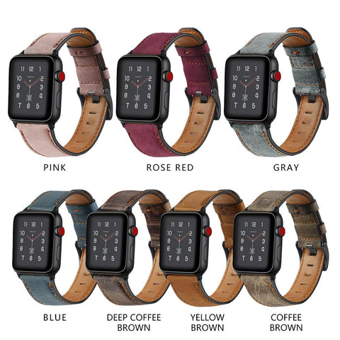 Strap for Apple watch band 44mm 40mm 42mm 38mm iwatch belt Retro Cow Leather watchband bracelet apple watch serie 6 SE 5 4 3 44