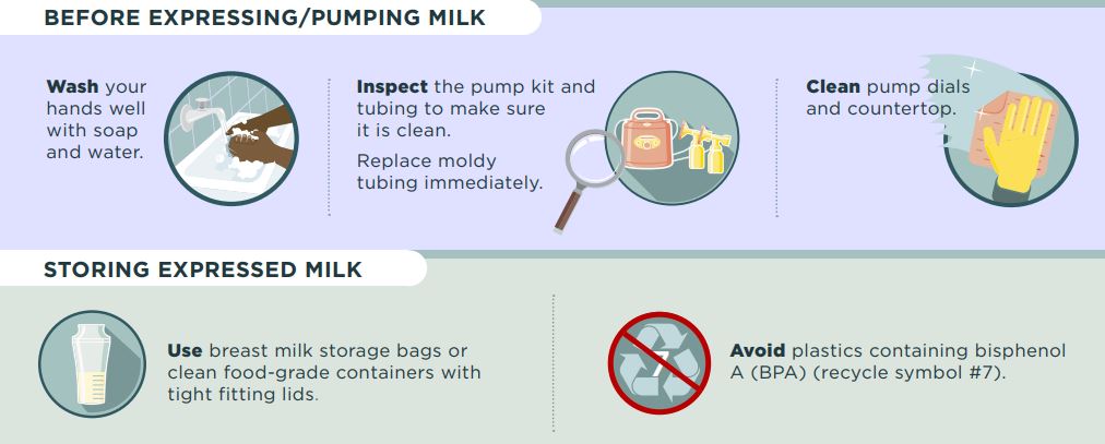 CDC GUIDELINES for Washing Breast Pumping Supplies: 💧 WASH- Wash parts and  bottles in hot soapy water in a separate basin (Your sink