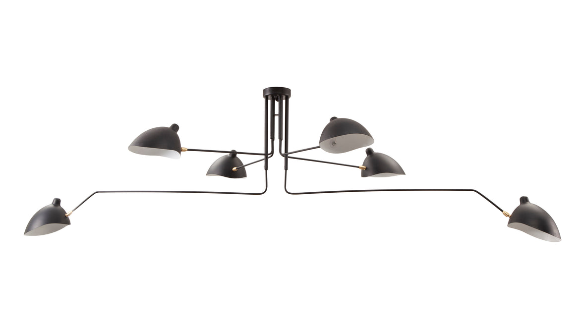 Mouille Ceiling Serge Mouille Ceiling Lamp 6 Arms Black