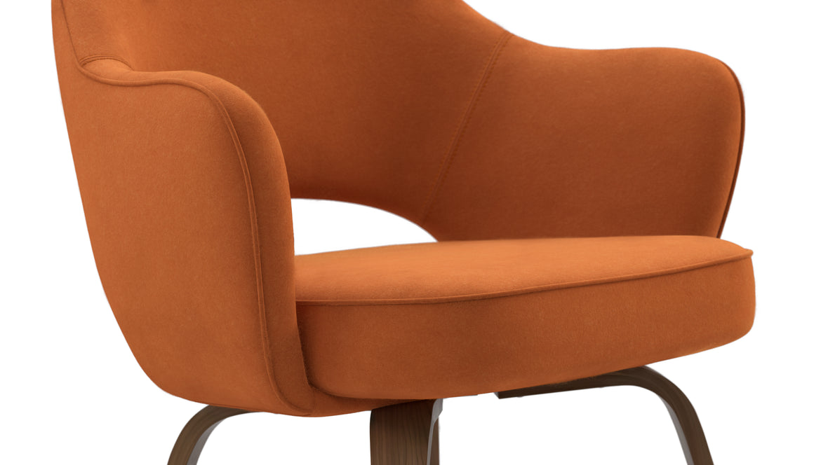 Executive - Executive Arm Chair, Burnt Orange Wool and Walnut