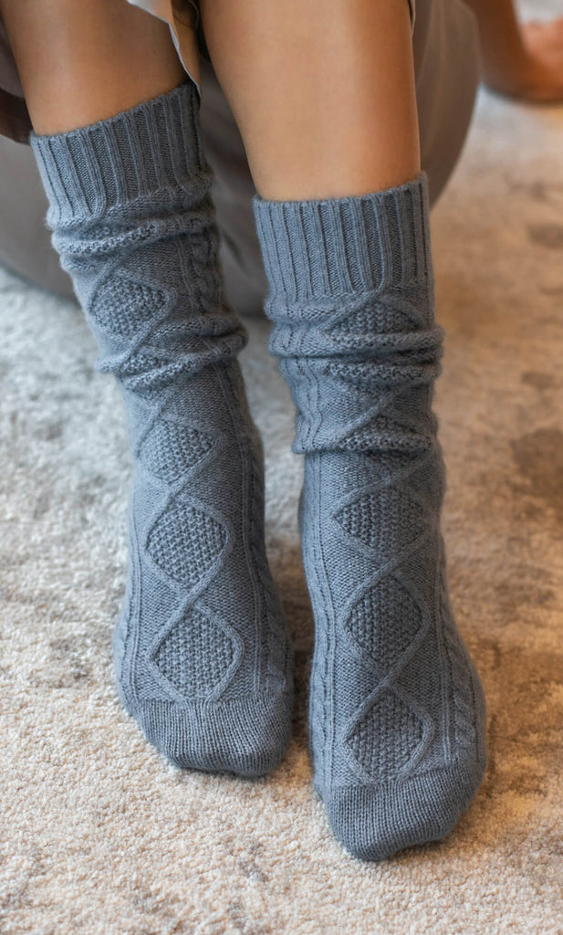 Diamond Cashmere Socks - Chateau Grey