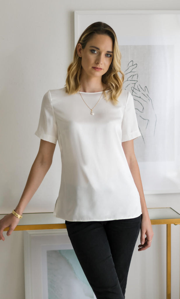 Emilia Silk Blouse - Pearl White