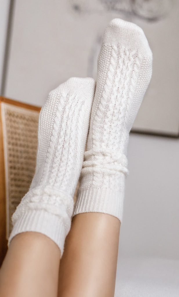 Hailey Cashmere Socks - Natural White