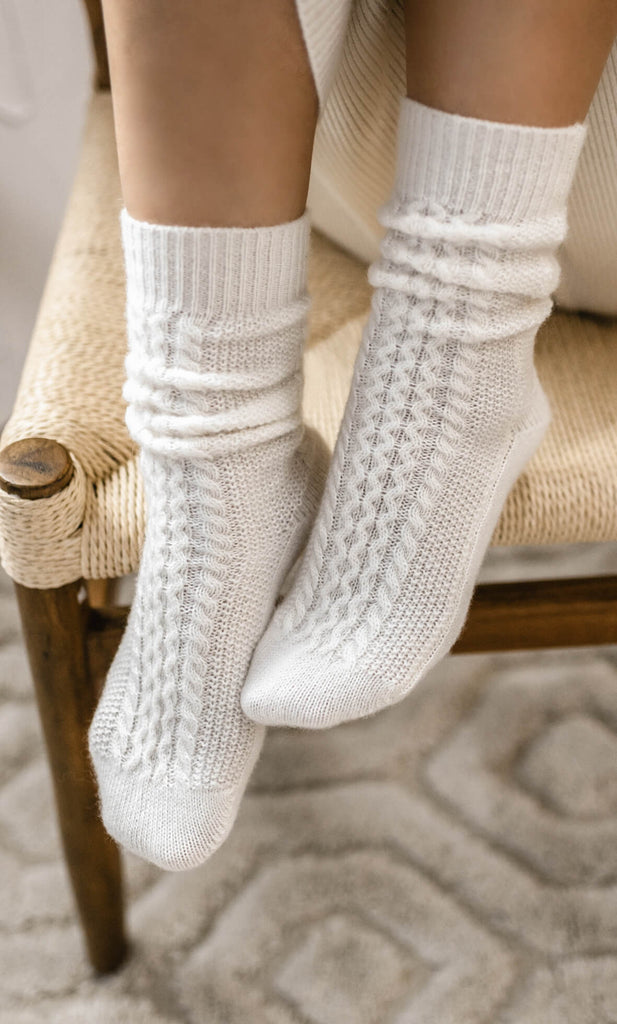 Hailey Cashmere Socks - Natural White