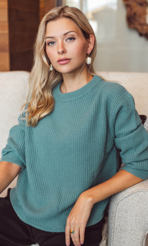 Tessa 100% Cashmere Turtleneck Sweater | Ravella Luxury, Natural White / XL/16-20