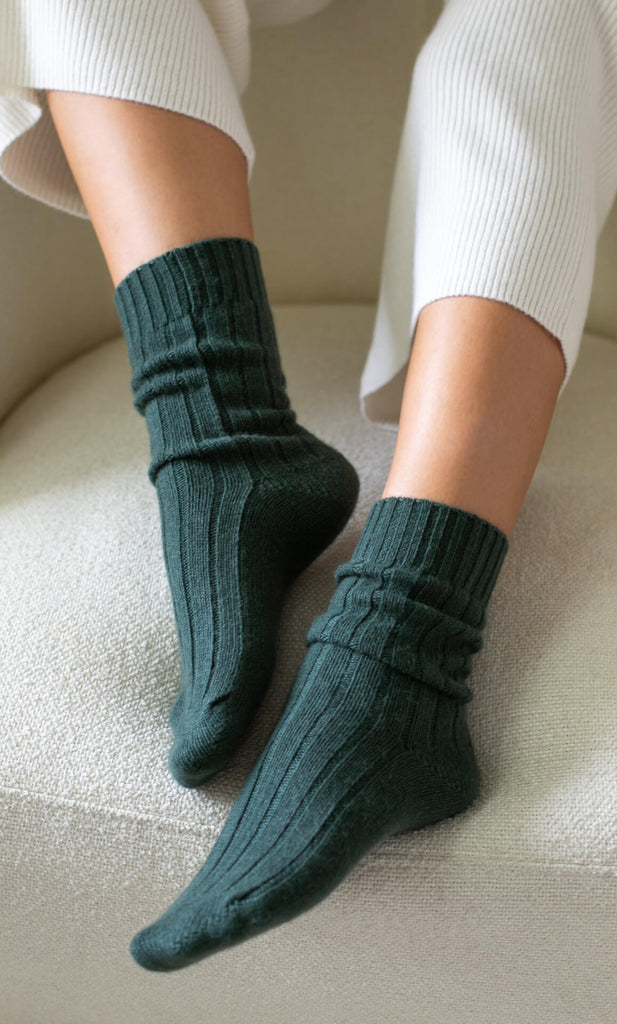 Chalet Cashmere Socks - Forest Green