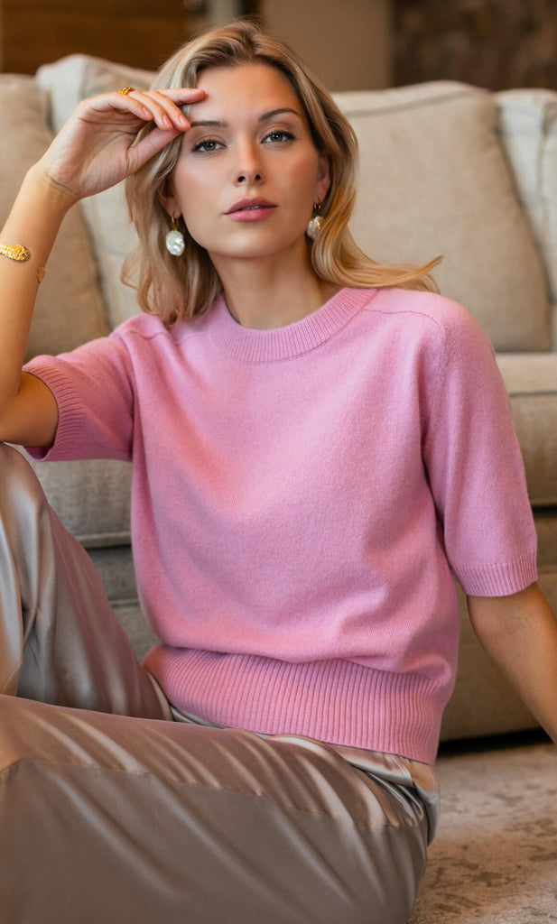 Vittoria Cashmere Sweater - Peony Pink
