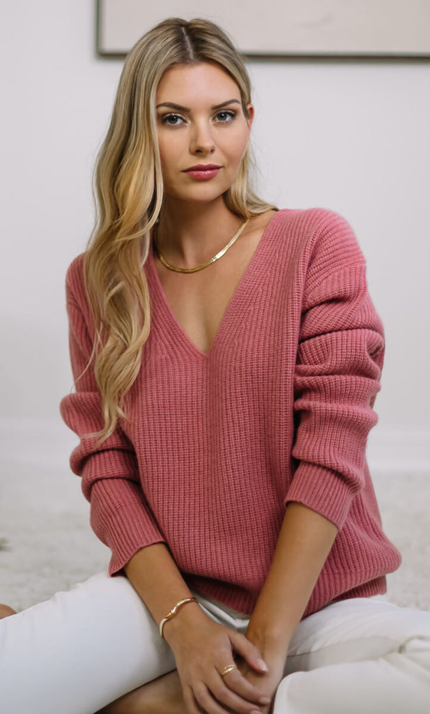 Como Cashmere Fisherman Sweater - Rose Brûlée