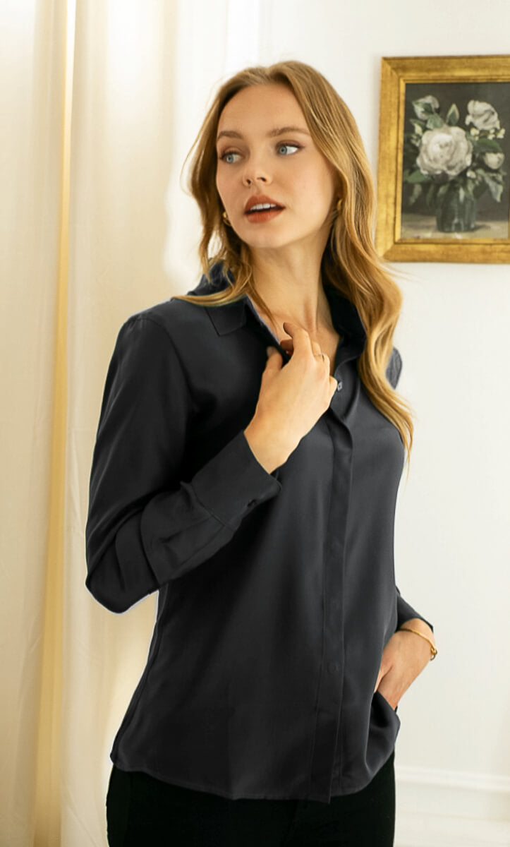 Florence Silk Blouse - 100% Pure Silk Shirt - Matte Finish | Ravella