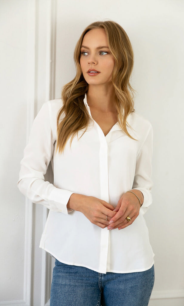 Florence Silk Blouse - Pearl White