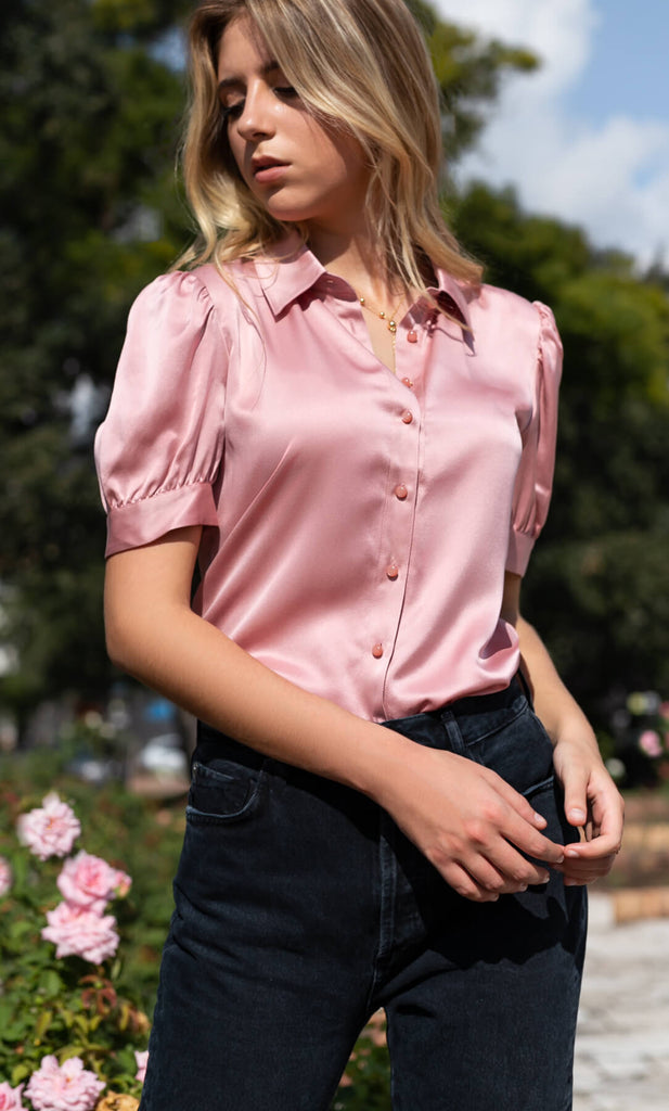 Juliet Silk Blouse - Peony Pink