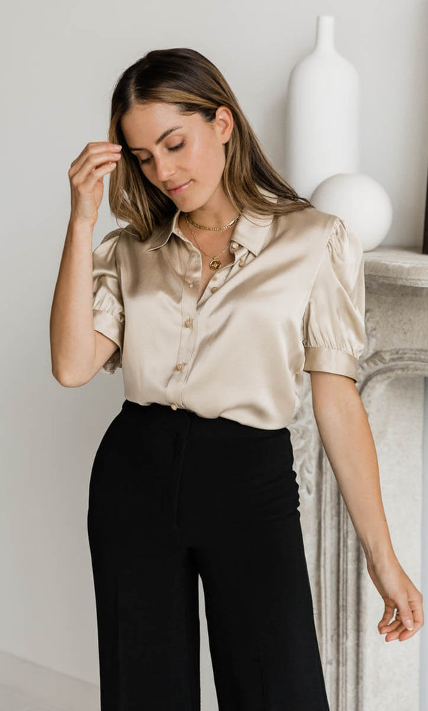 Juliet Silk Blouse - Prosecco Gold