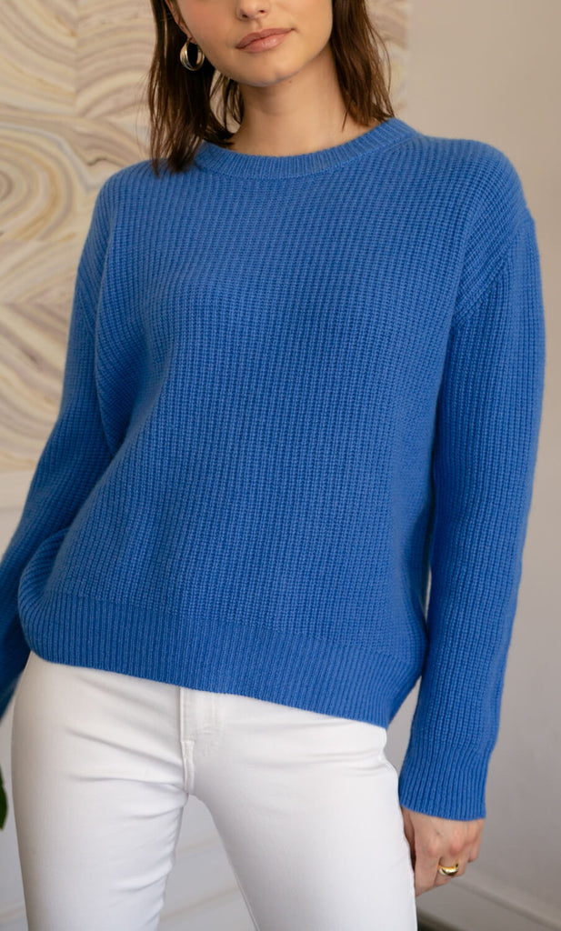 Lombardia Cashmere Fisherman Sweater - Marine Blue