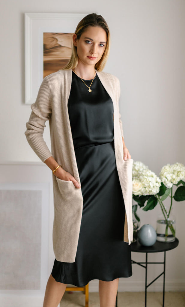 Winslet Cashmere Cardigan Coat - Natural Oatmeal