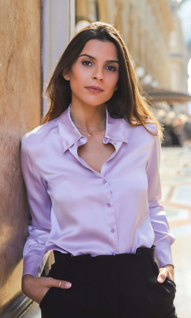 Monaco Silk Blouse - Lavender Lilac