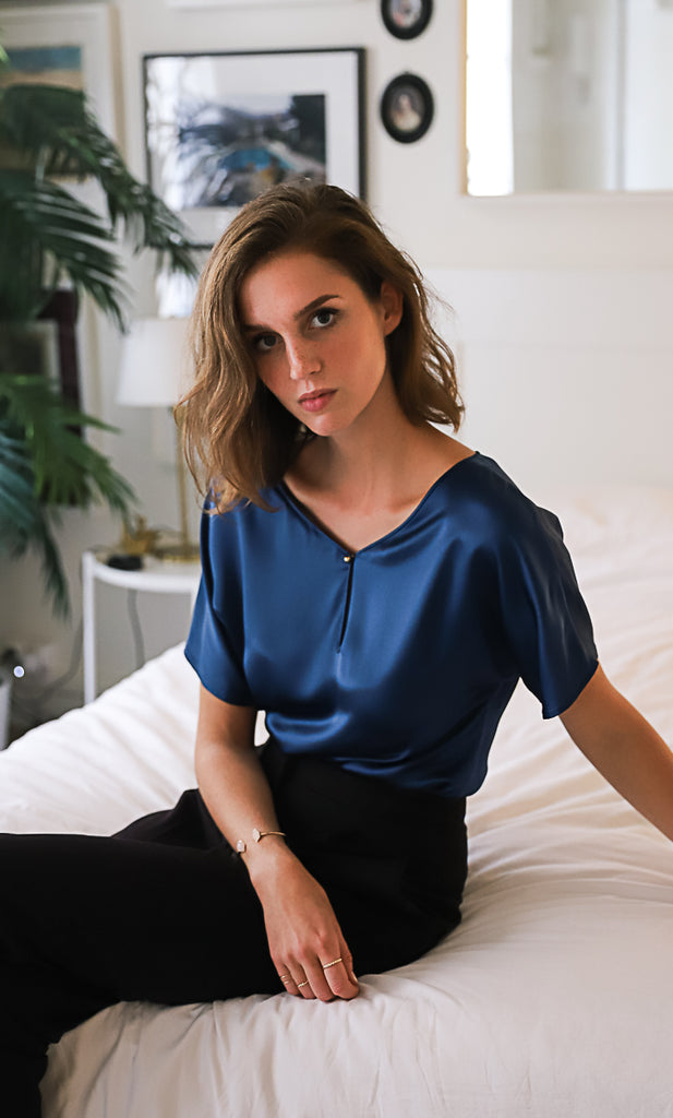 Verona Silk Blouse - Midnight Navy