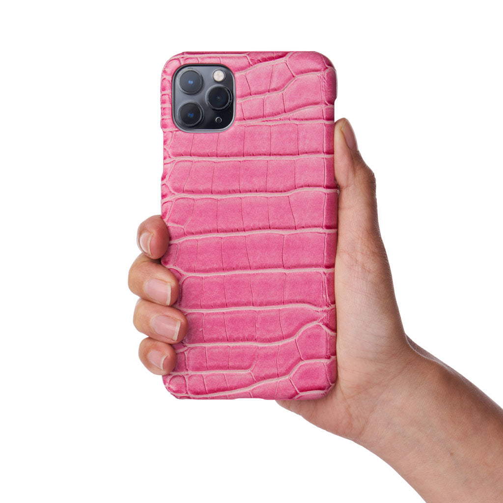 iPhone 14 Pro case pink shiny alligator