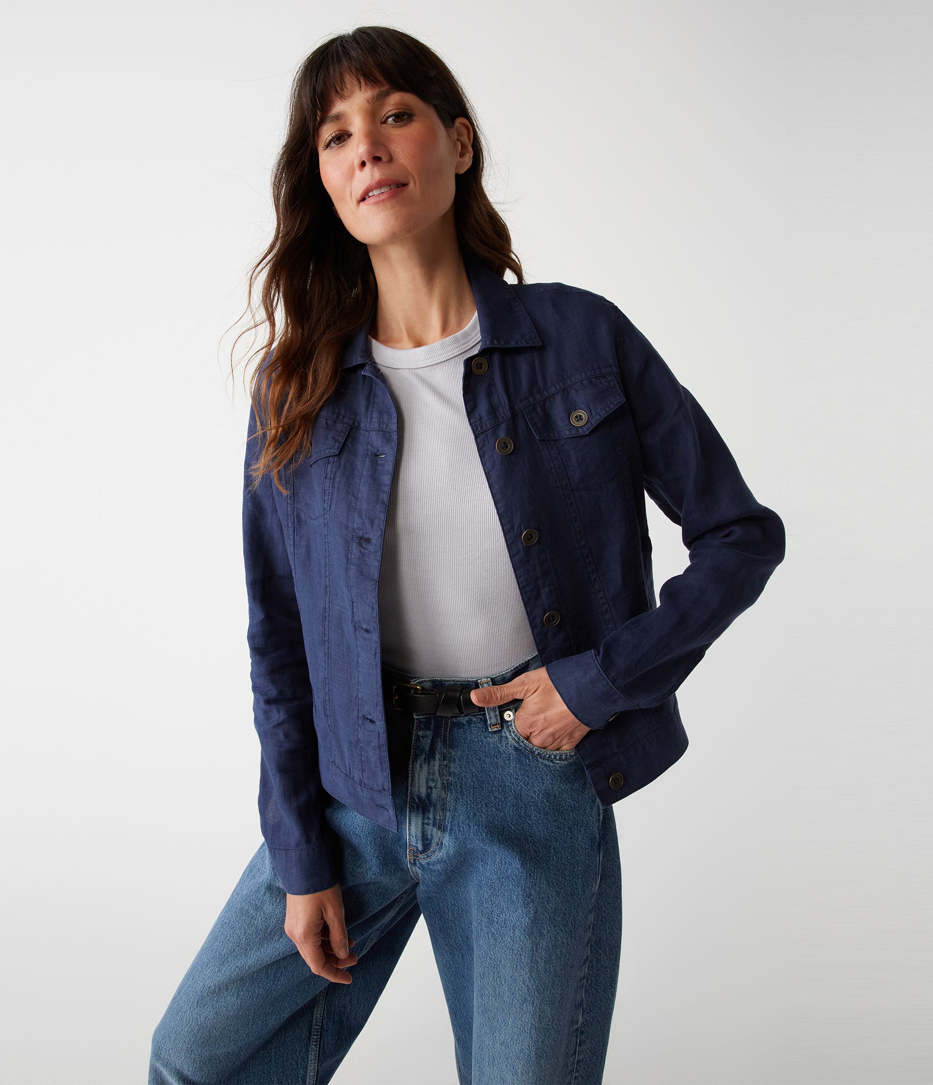 Michael Stars Jean Linen Jacket In Seacrest