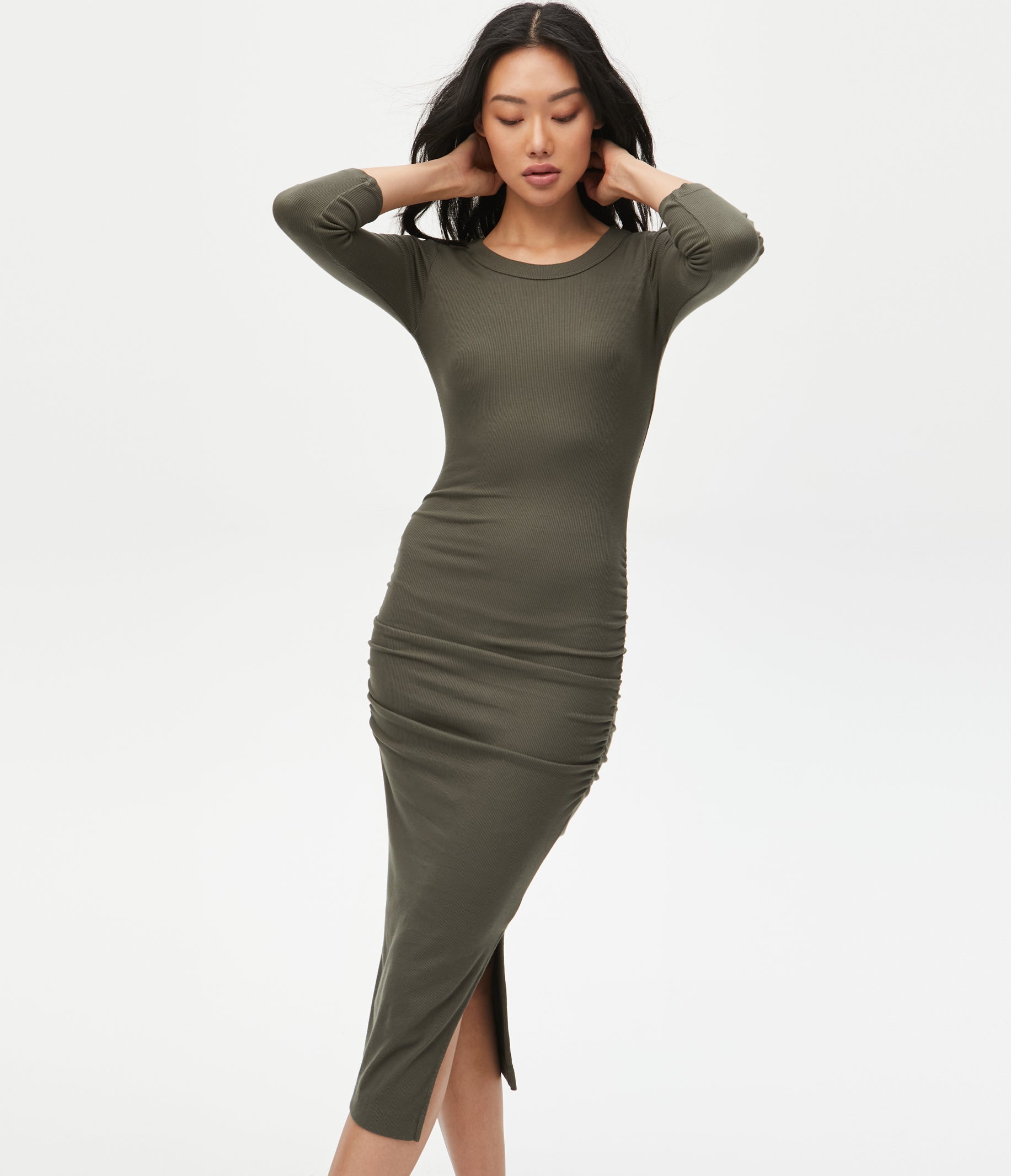 MICHAEL STARS CHRISTINA RIBBED MIDI DRESS